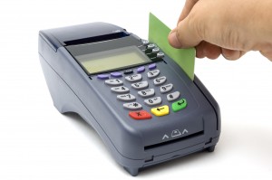 Swiping credit card with POS-terminal